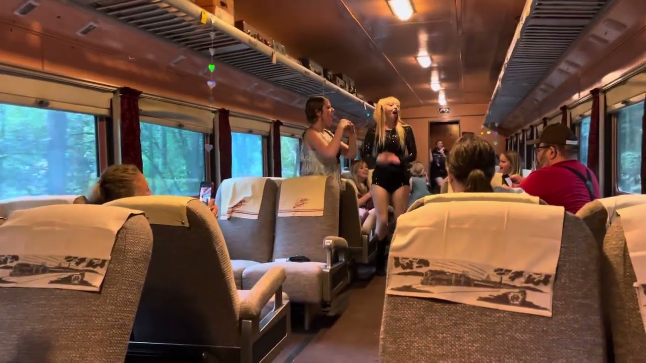 Taylor Swift performing “We Are Never Ever Getting Back Together “ on a train