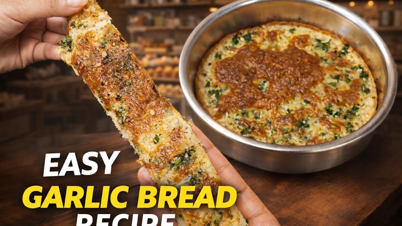 Easy Garlic Bread Recipe 🧄🧀 | Crispy Outside, Cheesy Inside | Bakery-Style at Home