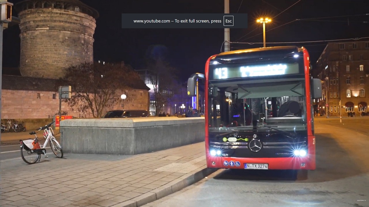 Germany, Nürnberg, bus 43 ride from Hauptbahnhof to Gleißhammer Bahnhof
