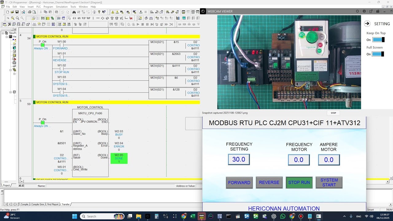 Modbus RTU pada PLC Omron CJ2M CPU31 + CIF11 + ATV 312