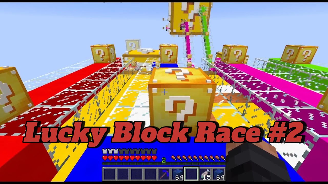 2 Noobs Race In a Lucky Block Race Battle-2