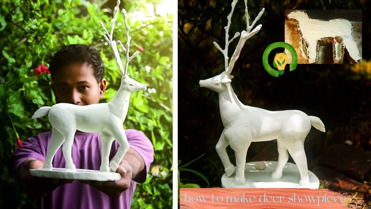 how to make deer sculpture with white cement || deer showpiece || diy 2022