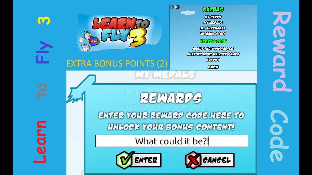 Learn to Fly 3 Reward Codes (for More Bonus Points) - Part 2