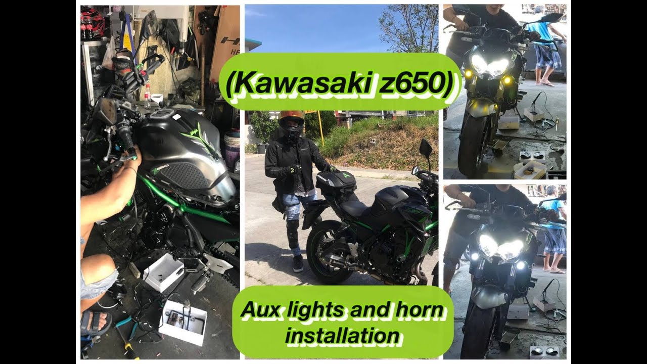 Kawasaki Z650 (Installing aux lights and horn)