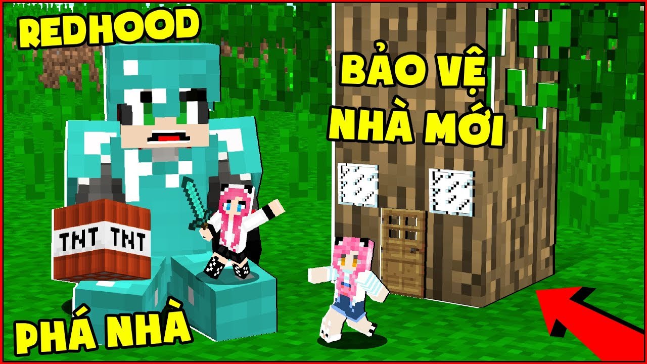 MỀU VÀ CHỊ PANDA BỎ NHÀ RA ĐI NGHỈ CHƠI VỚI REDHOOD TRONG MINECRAFT*MỀU GIẬN REDHOOD VÌ BỊ TROLL