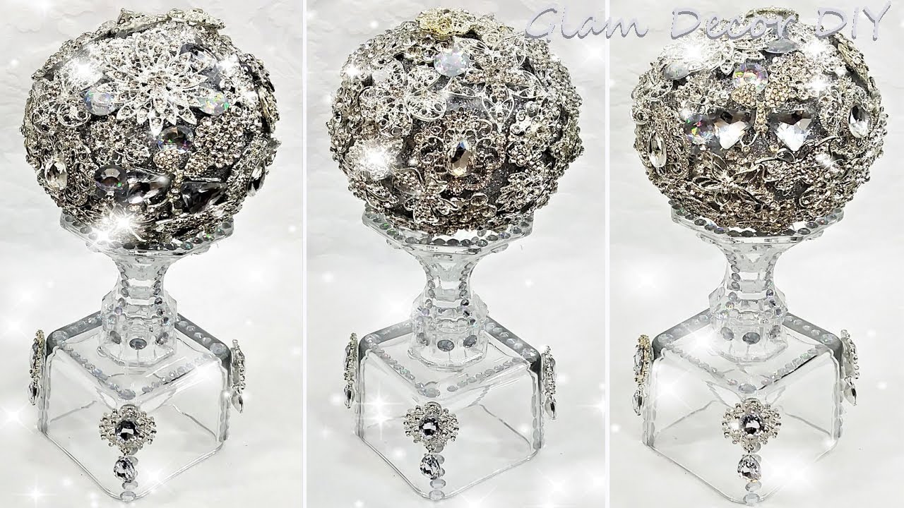 DIY Dollar Tree Glam Crystal Topiary DIY Glam Room Decor