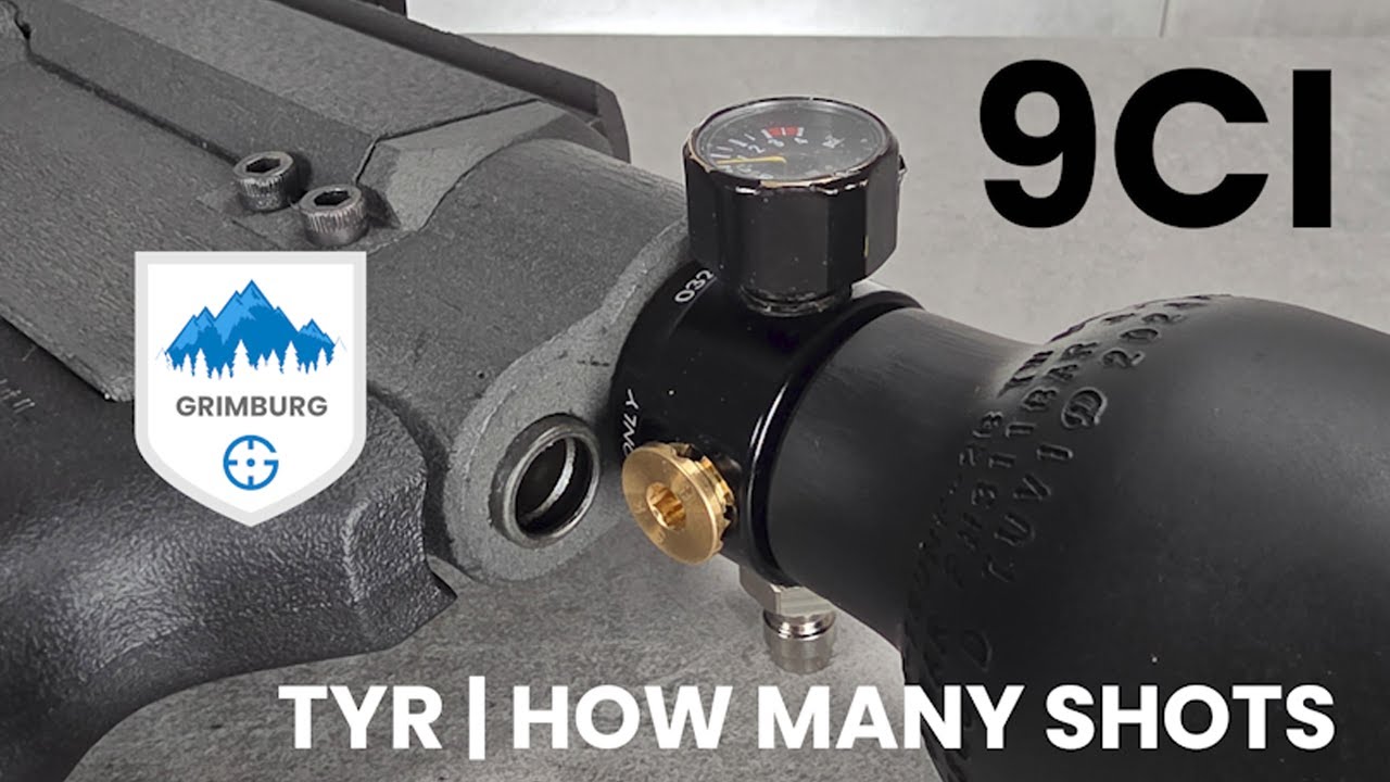 Grimburg TYR Less Lethal Launcher - How many shots on a 9ci tank?
