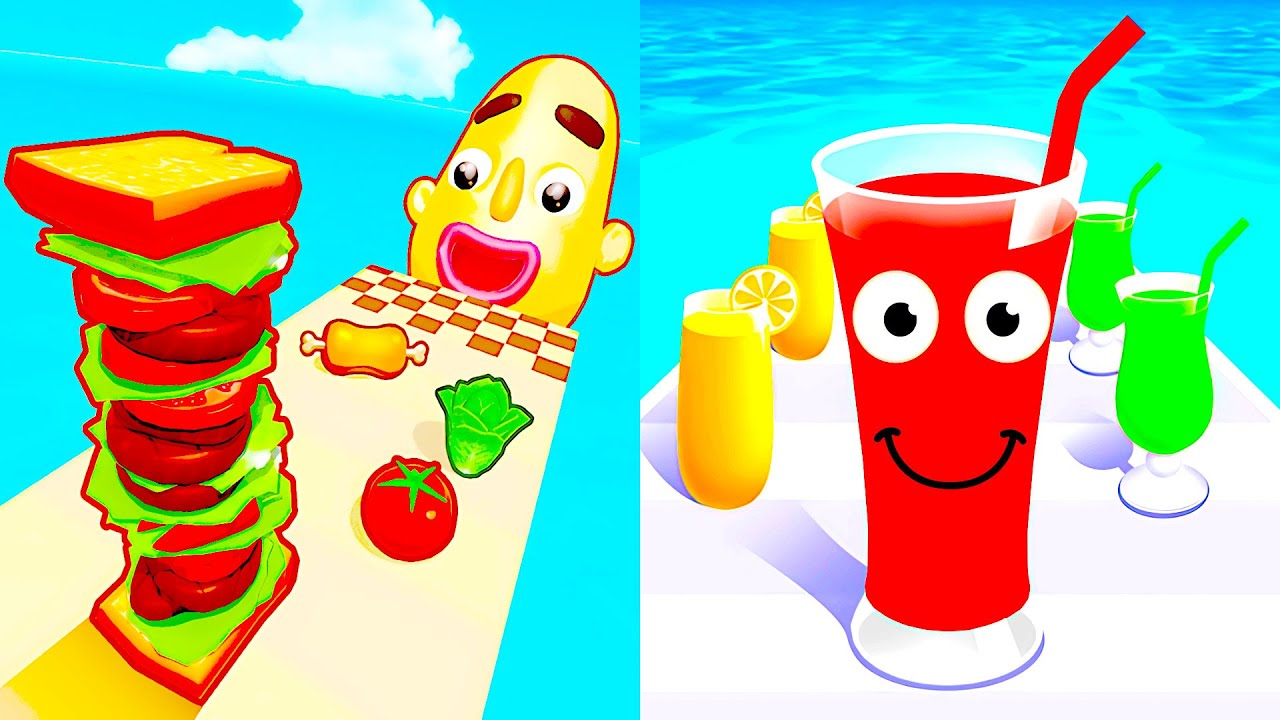 Sandwich Runner vs Juice Run 🥪🥤 Max Level Gameplay Walkthrough Android iOS R4Z2