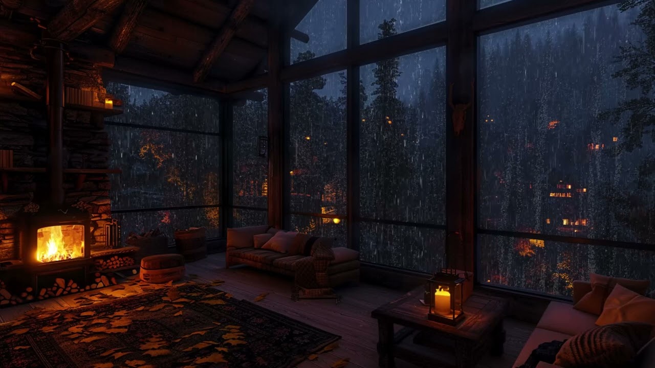 Blizzard Lake Cabin Shelter 🌧️ | Lakeside Rain Ambience for Insomnia Relief Tonight