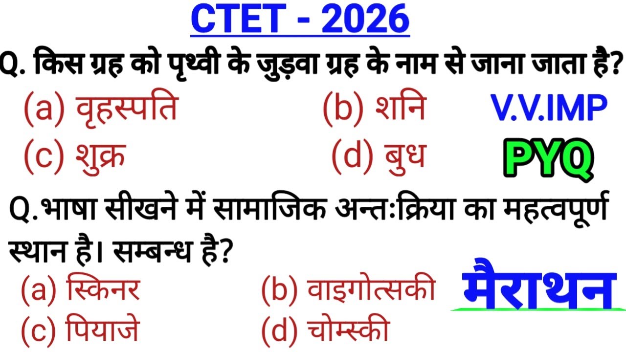 CTET 2026 Most Important Questions