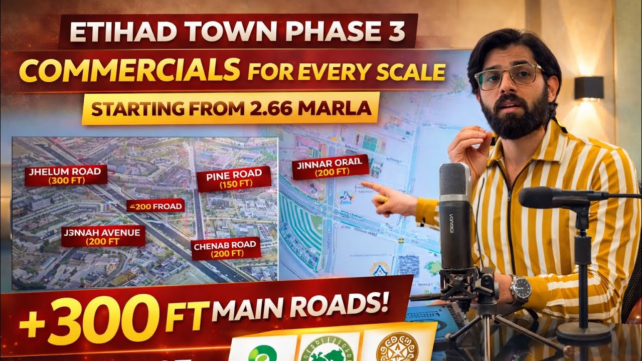 Etihad Town Phase 3 Commercials ⚡ Biggest Commercial Launch on 300ft Main Roads!