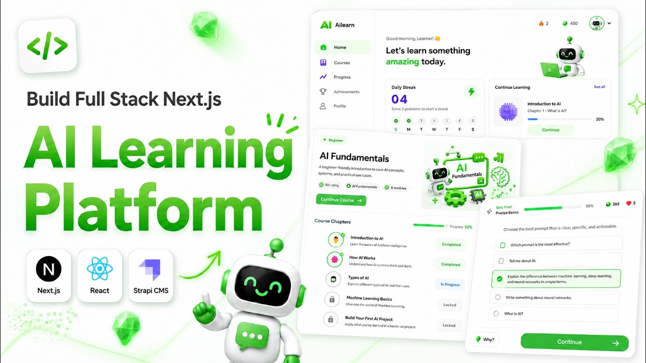 Build Full Stack AI Learning SaaS App with Next js, React, Strapi, AI