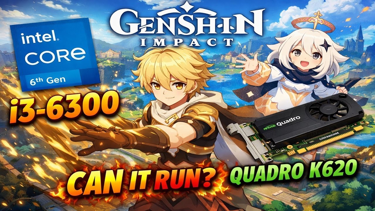 Genshin Impact on Core i3-6300 3.8GHz Quadro K620 1080p Lowest