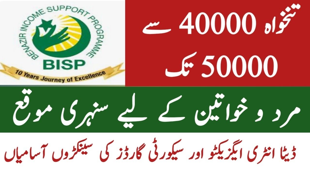 BISP Data entry executive jobs 2025 | BISP Security Guard Jobs in Pakistan Salary 60000