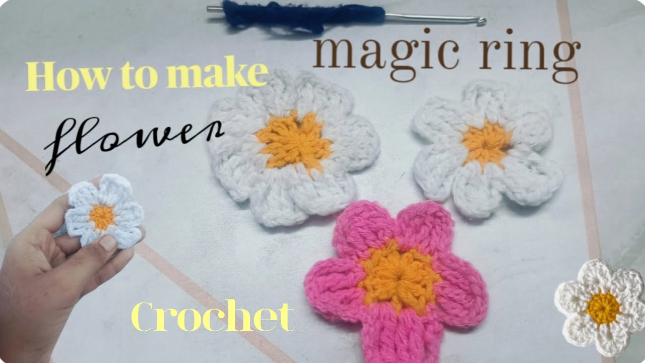 Crochet flower 🌸| Magic ring| Tutorial| #crochet #flowertutorial #diy #howtomakewoolenflower 