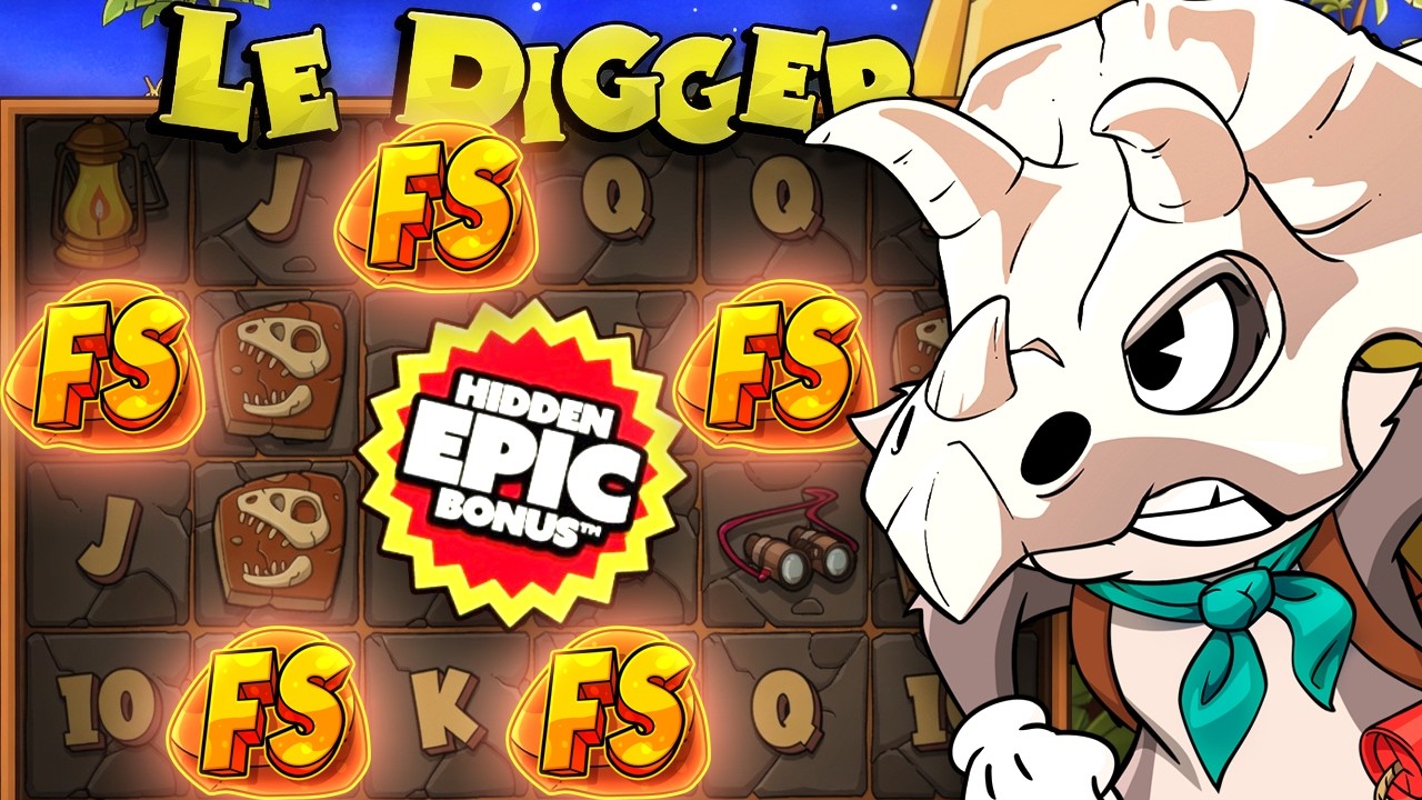Скрытый бонус с 5 символами Scatter на слоте LE DIGGER!!