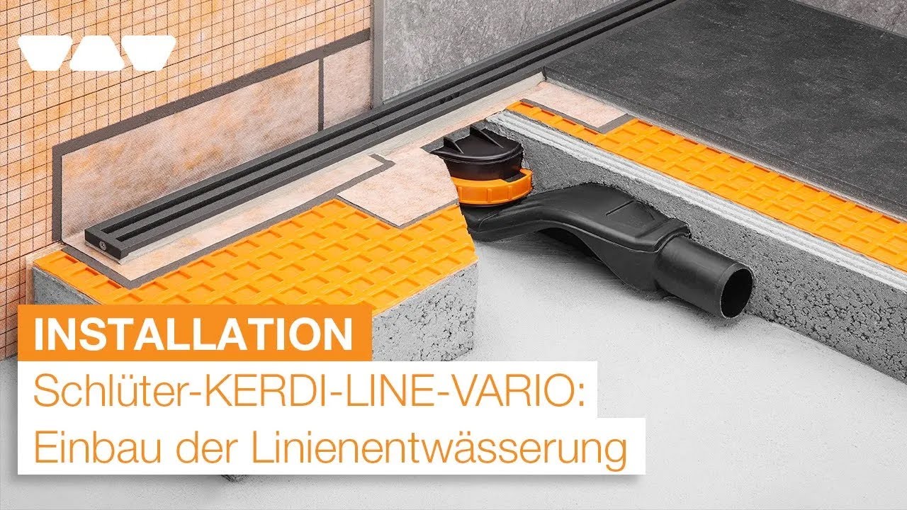Schlüter-KERDI-LINE-VARIO: Installation von Ablauf und Entwässerungsprofil