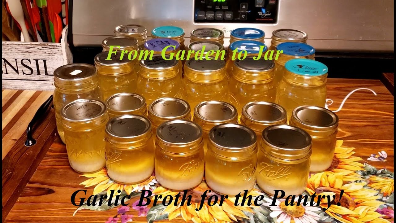 Homegrown & Homemade | Canning Garlic Broth for the Pantry