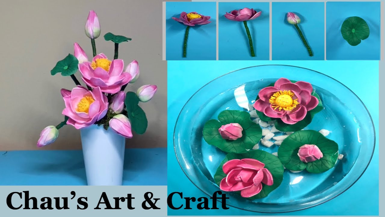 How to make beautiful Lotus flower/ flower vase decoration ideas