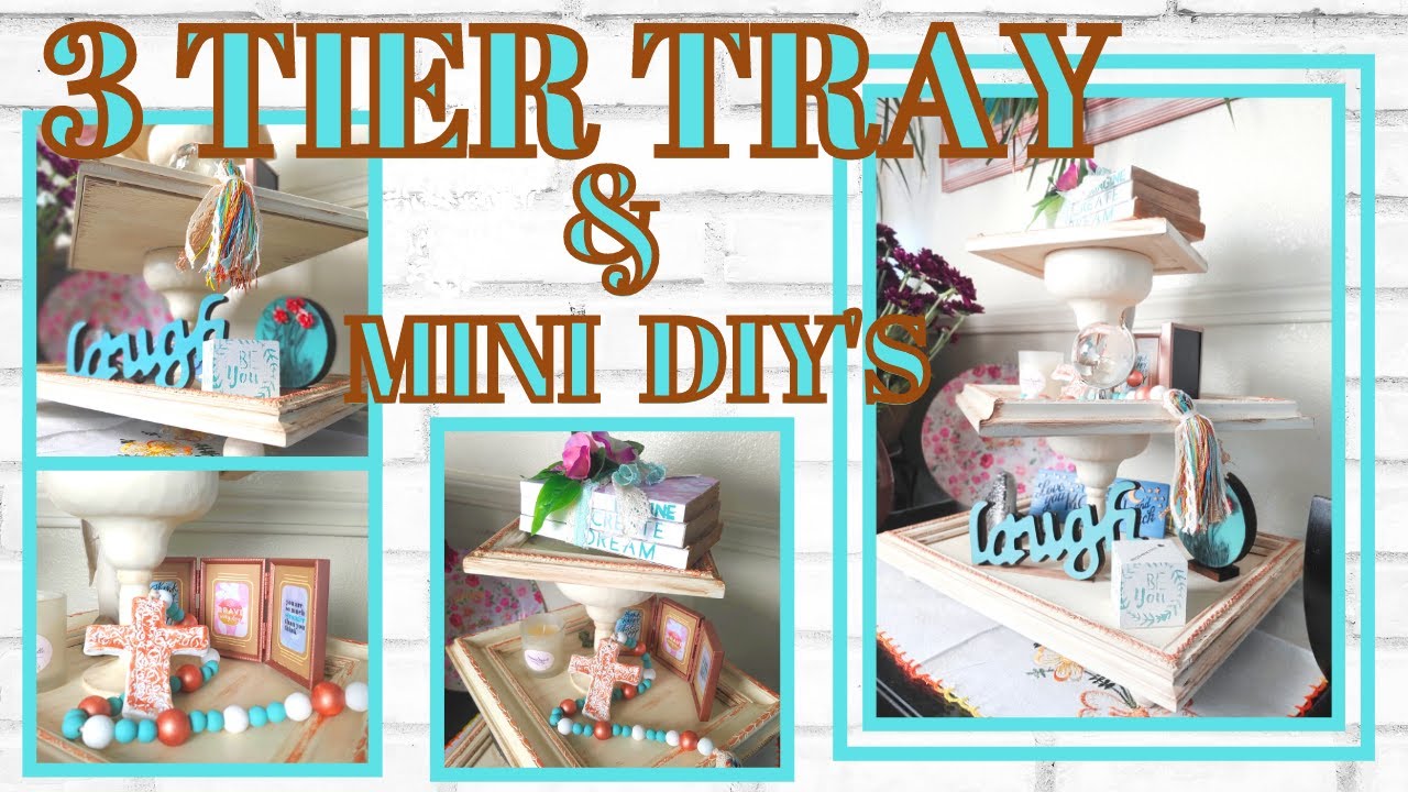 DIY 3 TIER TRAY & 5 mini DIY,s II BEADED GARLAND II DOLLAR TREE 
