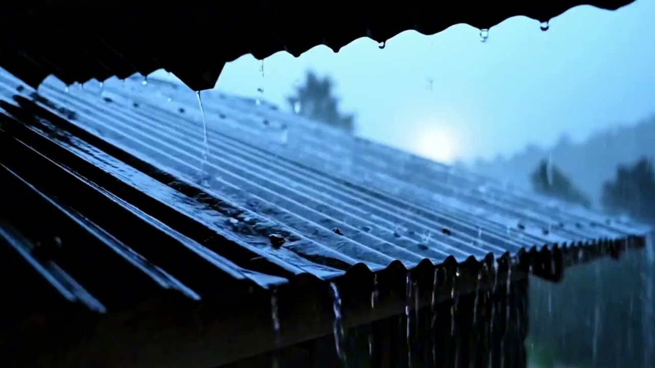 Heavy Rain on Metal Roof at Night – 10 Hour ASMR Ambience for Deep Sleep & Relaxation