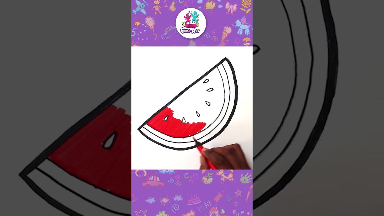 How To Draw A Watermelon Slice🍉| #shorts #drawing #coloring #drawingvideosforkids