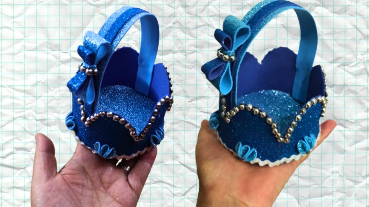 Como Fazer Cestinha de EVA: Ideia Fácil para Enfeite de Mesa  de festa  DIY Passo a Passo