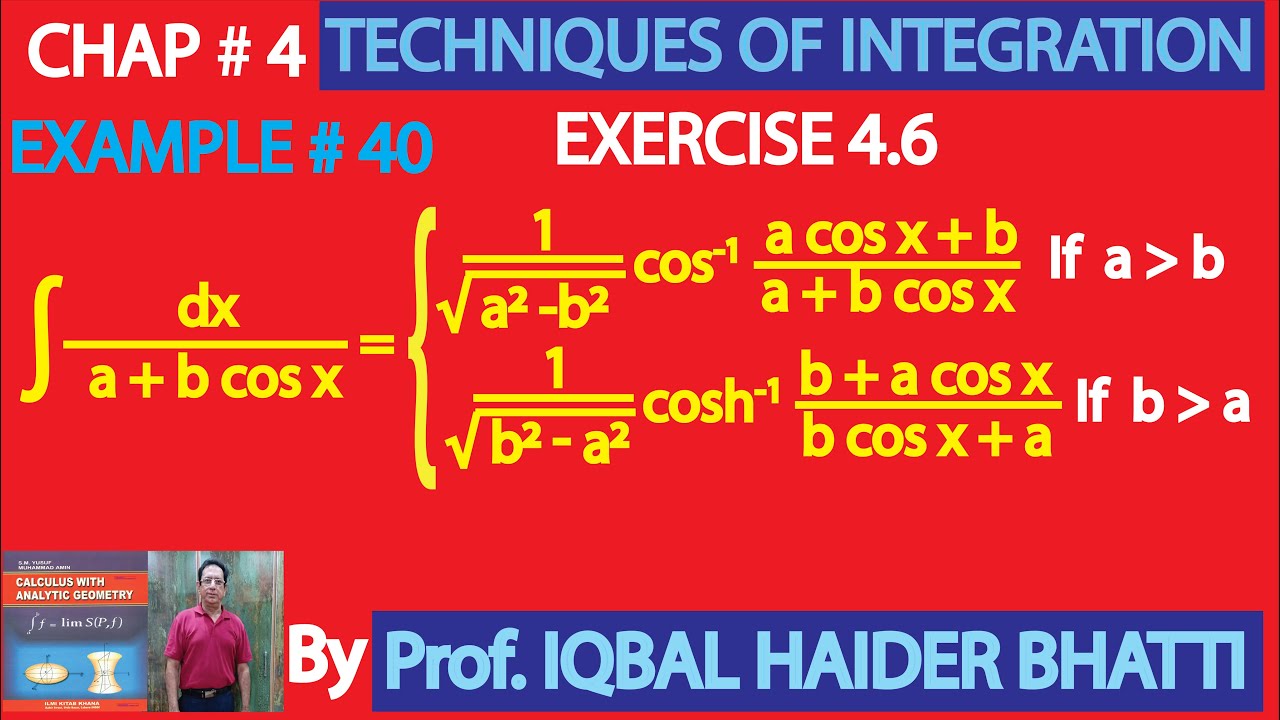 Ch# 4 |Techniques of integration| Example 40 |Calculus & Analytic Geometry by SM Yusuf Lec46