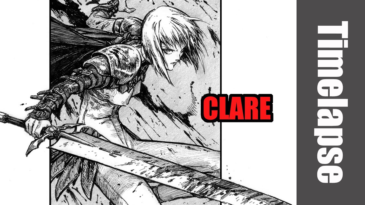 Drawing Clare ( from the Manga Claymore ) - Timelapse | Red Hawk