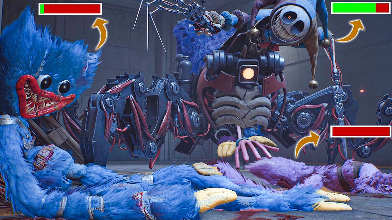 Poppy Playtime Chapter 1, 2, 3, 4, 5 - ALL BOSSES & ENDINGS With Healthbars 4K | Ep 2