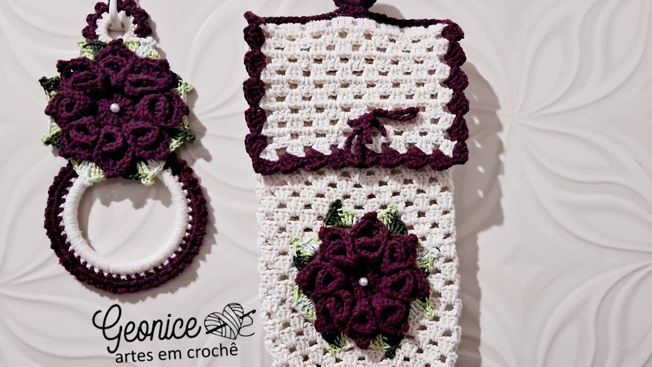 🚨ENCANTADA COM ESSAS LINDEZAS/ PORTA PANO E PUXA SACO #croche