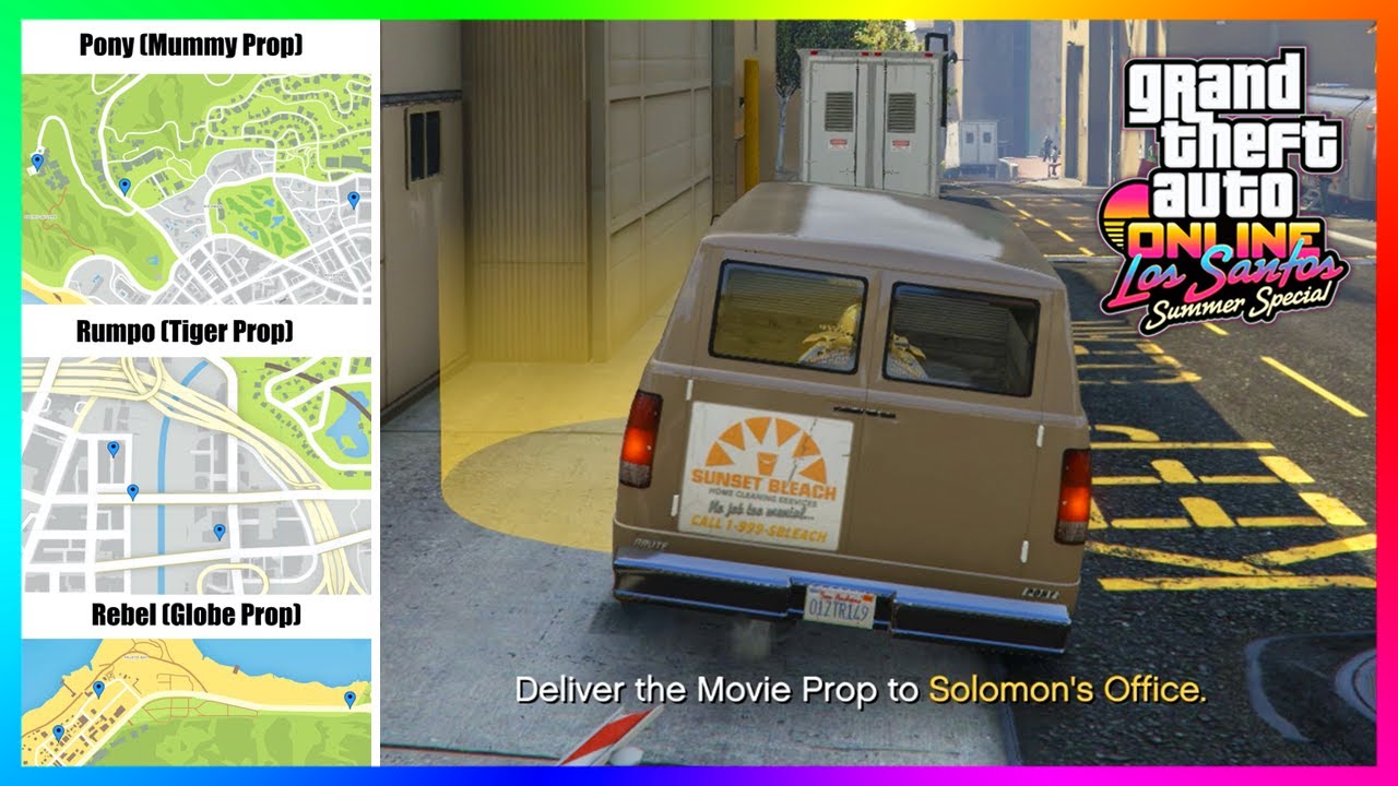 Как быстро найти все фургоны с реквизитом из фильма «Соломон Ричардс» в GTA 5 Online! (Летний вып...