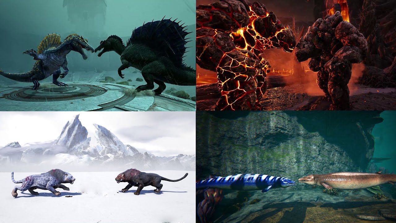 Ark X-Creatures in their BIOMES vs Normal Creatures || Ark Battle