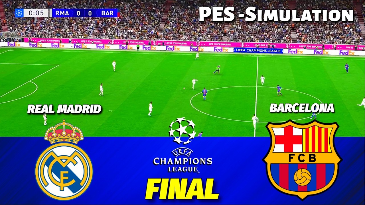 Real Madrid vs Barcelona | UEFA Champions League 2025 | PES 21 Simulation