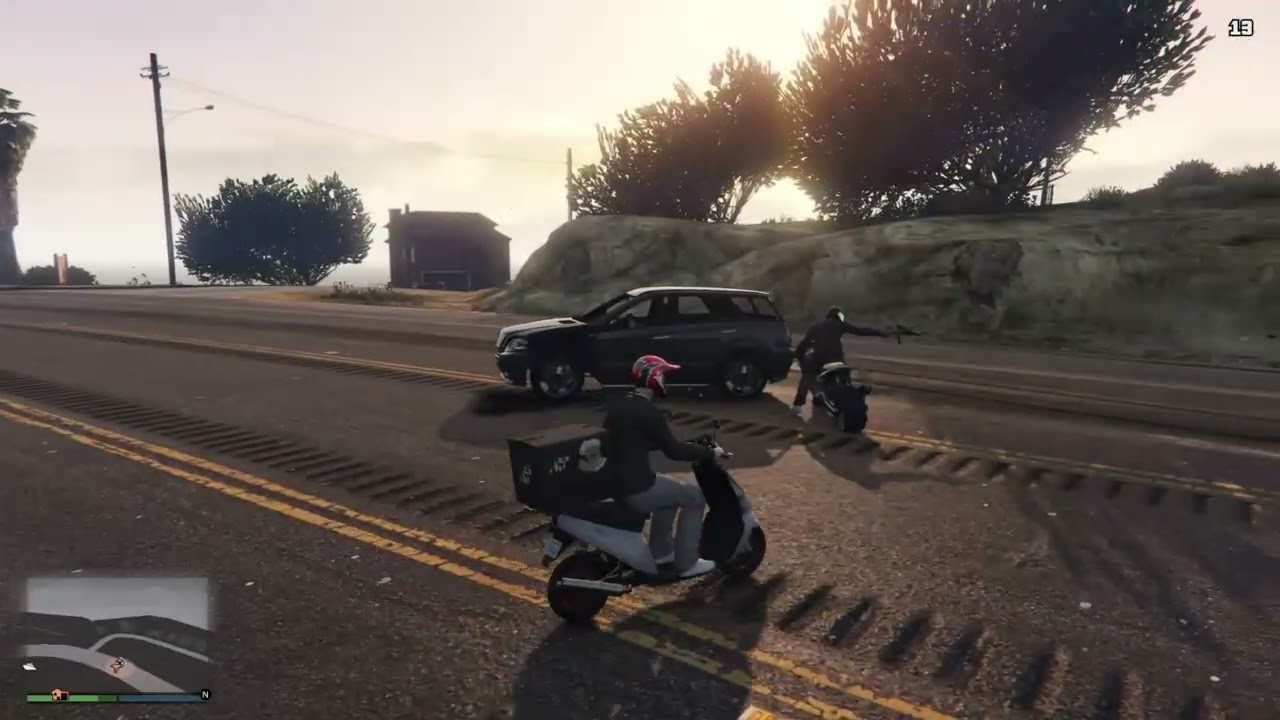 Pizza boy riding in formation