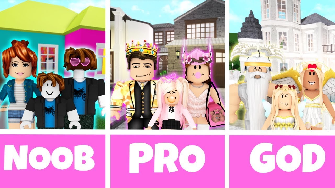 ROBLOX NOOB vs PRO vs GOD FAMILY HOUSE in BLOXBURG