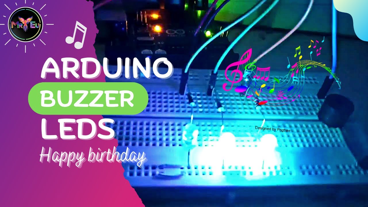 arduino buzzer led projects | play birthday tone 🎵