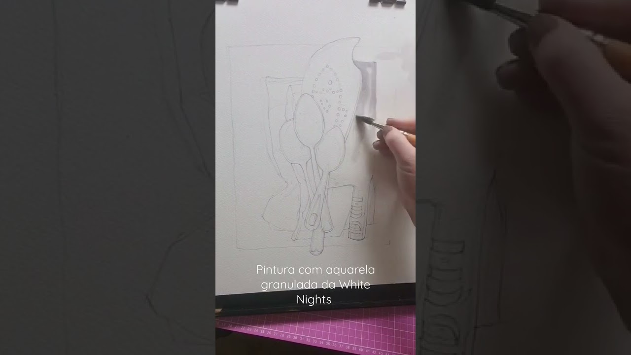 Pintura com aquarela granulada White Nights