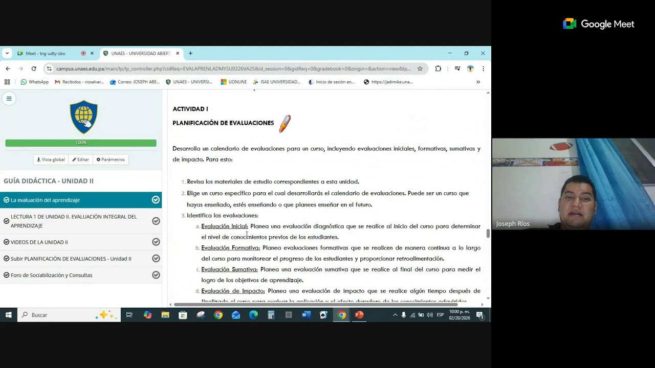 ADM Y SUP DE LA EDUCACIÓN A25 (EVALUACIÓN DE LOS APRENDIZAJES - JOSEPH RÍOS) RECURRENTE
