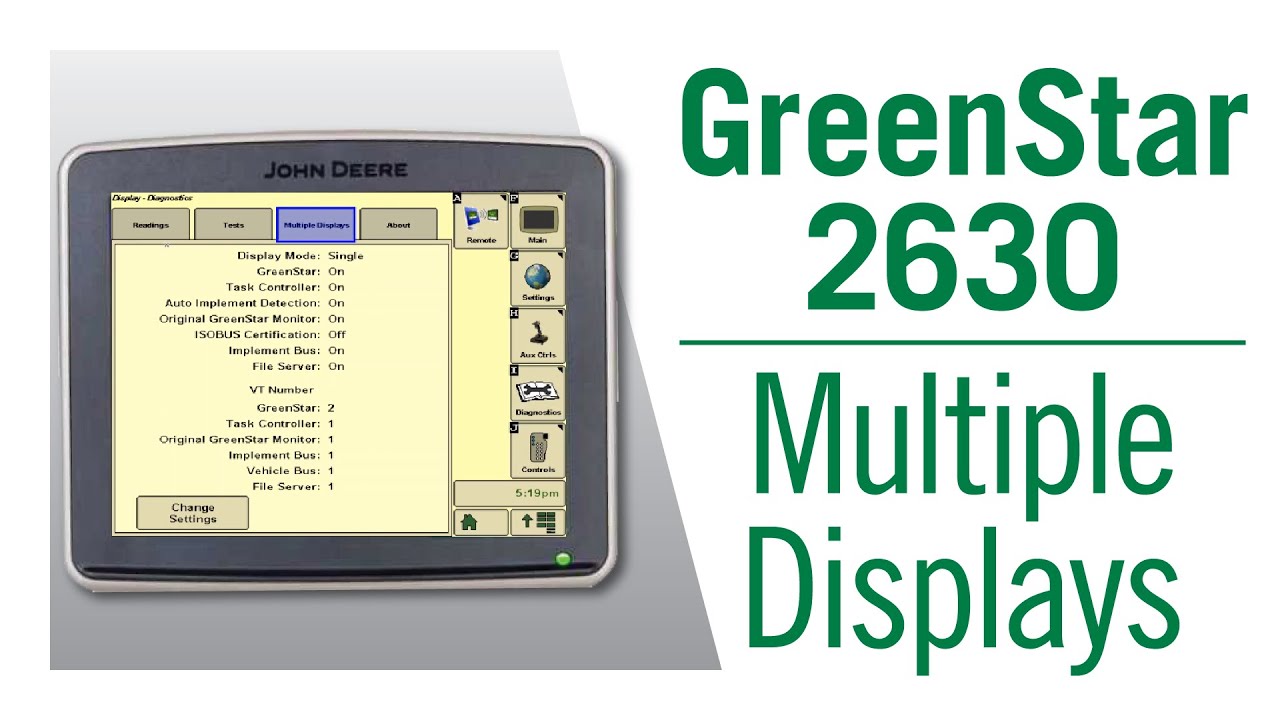 GreenStar 2630 Multiple Display Settings for ISOBUS and GreenStar functions