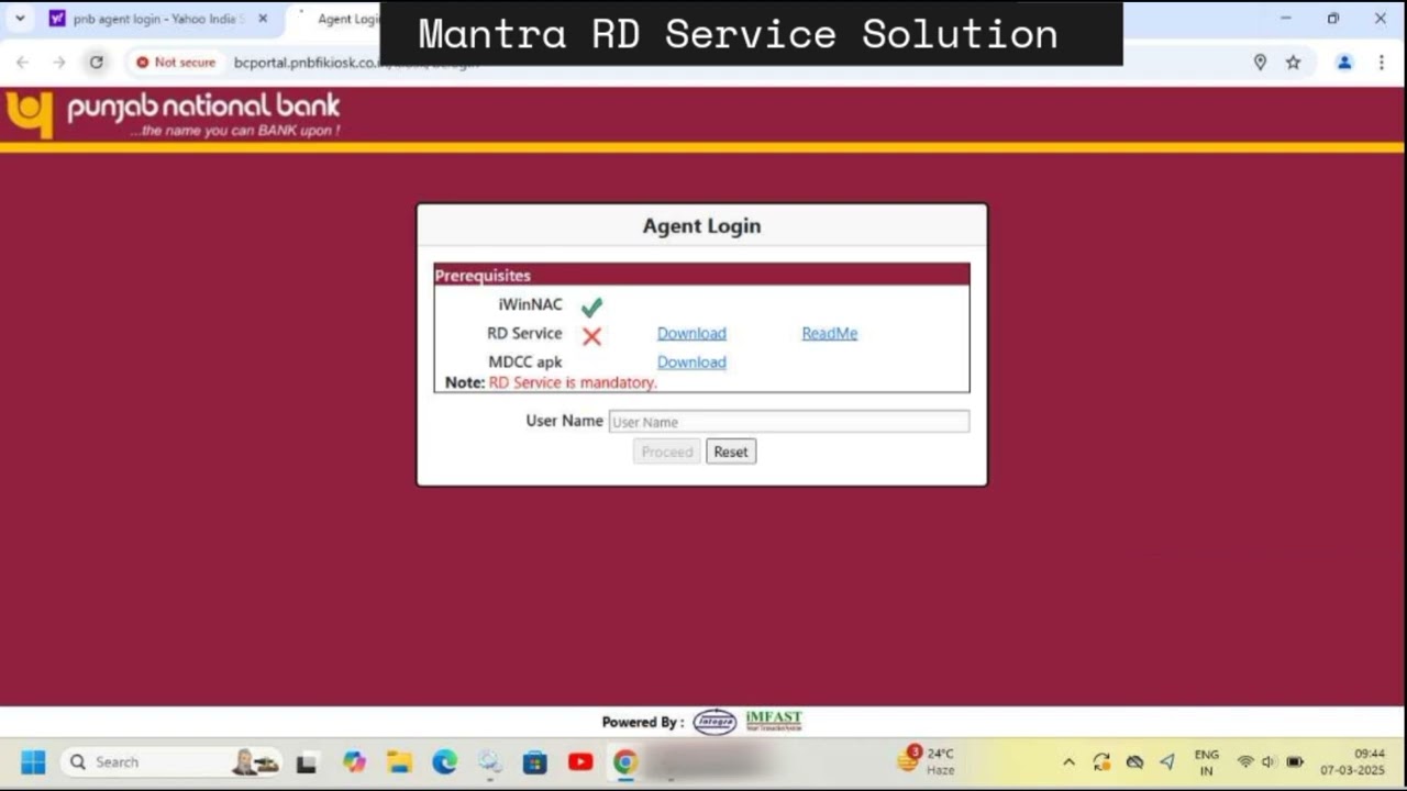 Mantra RD Service Problem in PNB Kiosk Banking | Fix Mantra Fingerprint Device Not Working in PNB