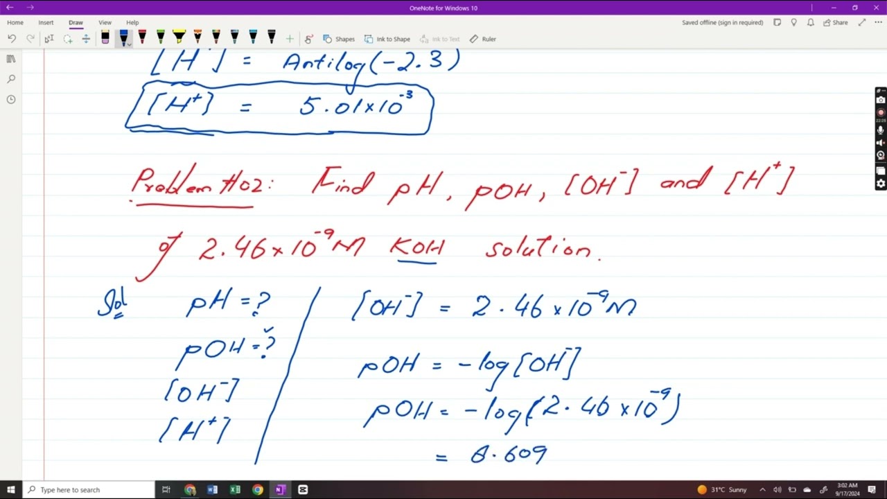 pH and pOH |All Book Examples and Exercise Numericals| Class 10th Chemistry||