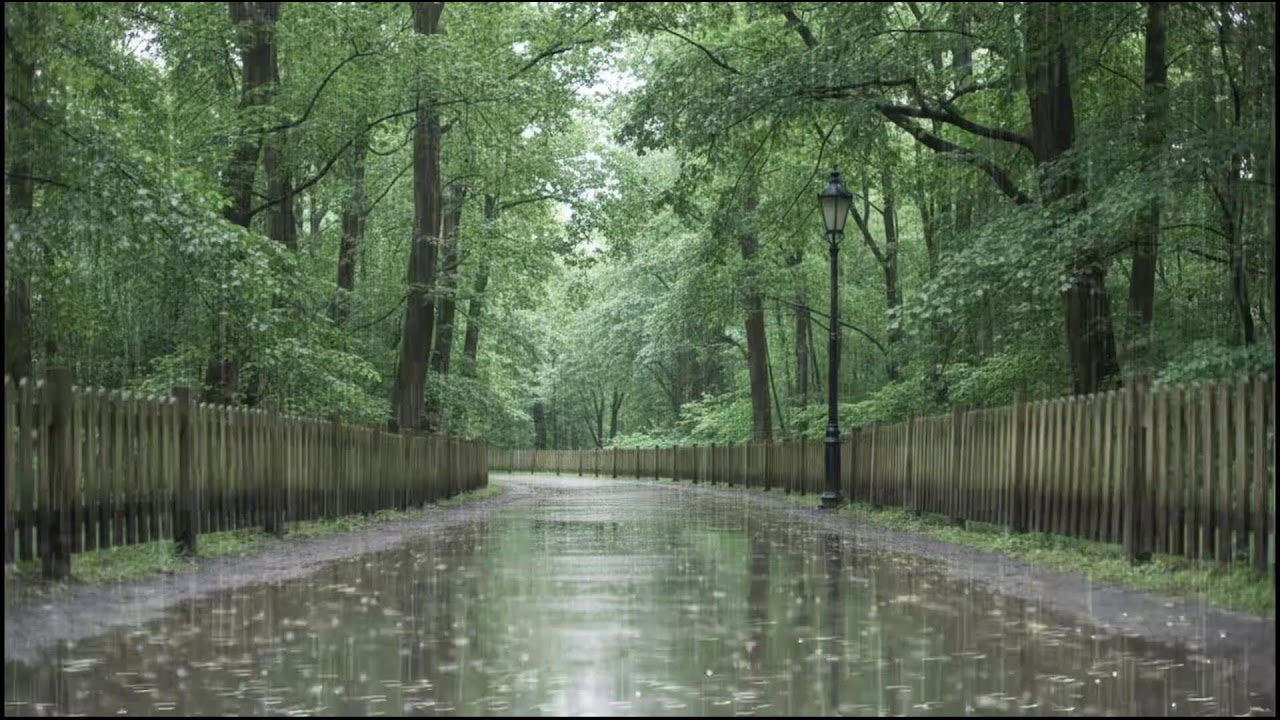 Night Rain Drifting Through Green Woodland | Gentle Nature Soundscape for Sleep and Meditation Music