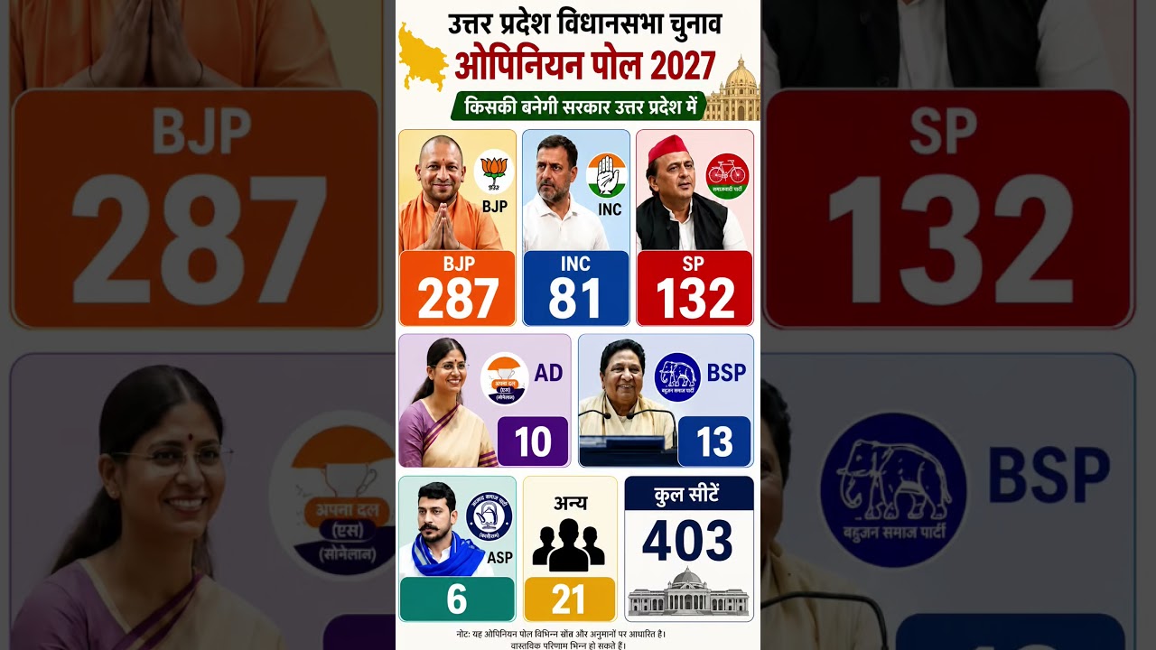 Uttar Pradesh Assembly Election 2027 Survey: BJP, SP, Congress or BSP? Who Is Leading the Race?