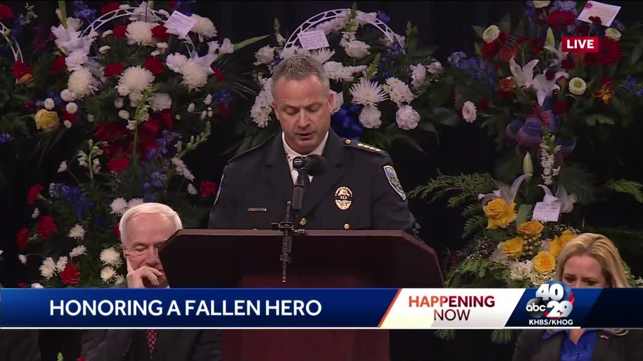 Fayetteville police chief speaks at officer's funeral