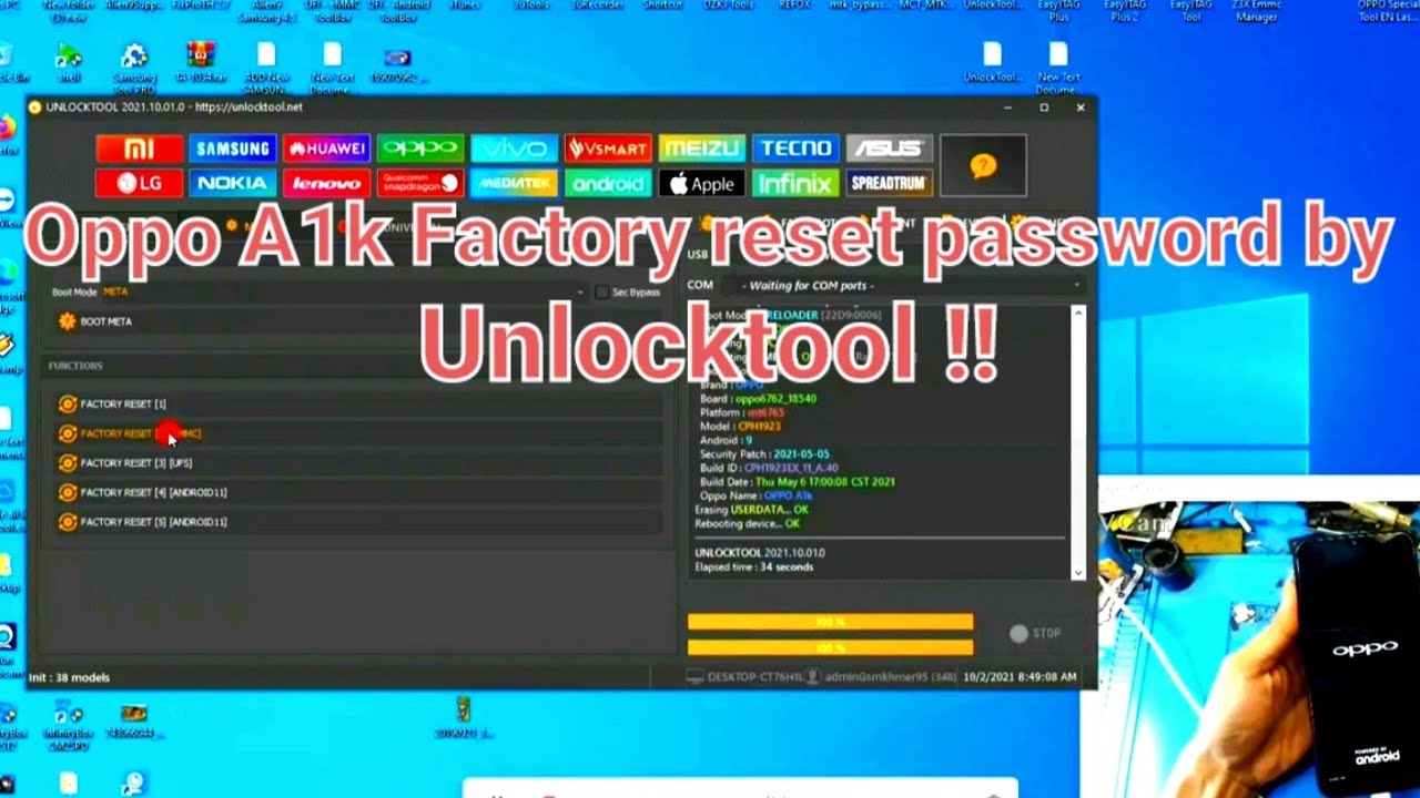 Oppo A1k Factory reset password by Unlocktool !!