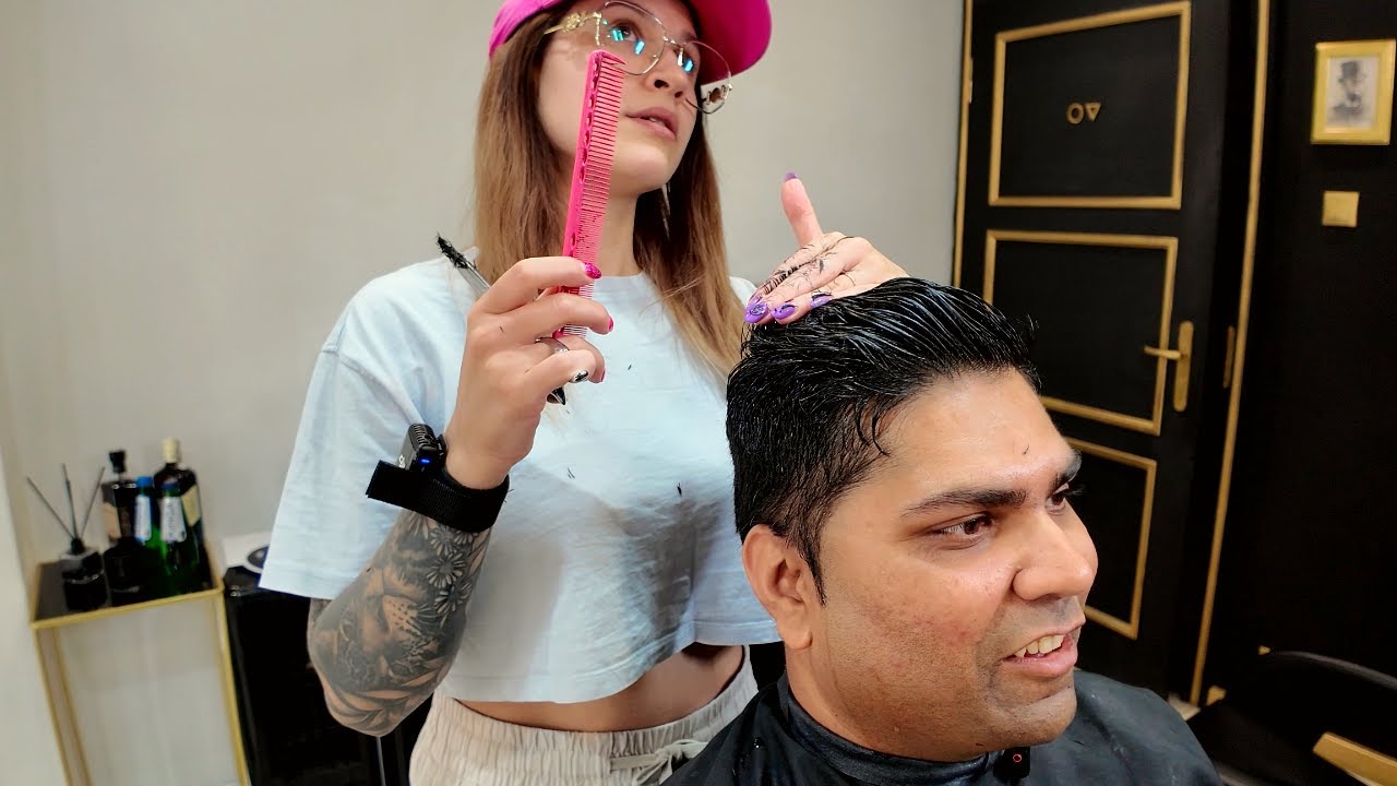 Svetlana's  BARBER SKILLS Will BLOW Your Mind! She shows Top-NOTCH haircut moves [ASMR] 🇵🇱🇺🇦