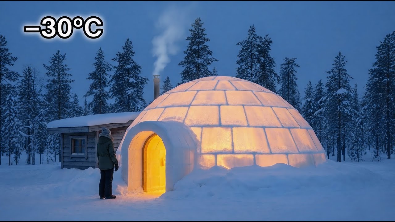 I Built a Cozy Igloo Mansion Alone in -30°C Arctic Silence | A Silent Survival Story | ASMR