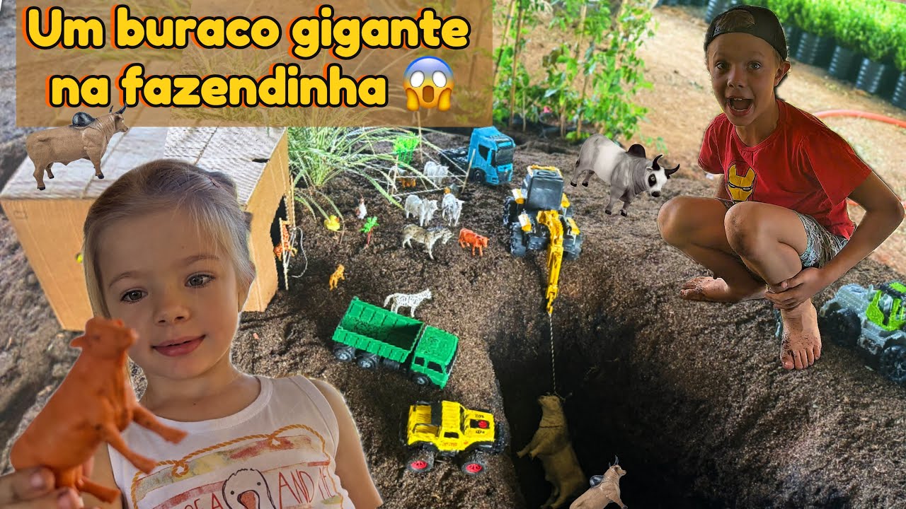 Um BURACO GIGANTE no meio da FAZENDINHA do MATHEUS e ISABELA 🐆 bois 🐂cavalos 🐎🌪️🌿vacas🐄