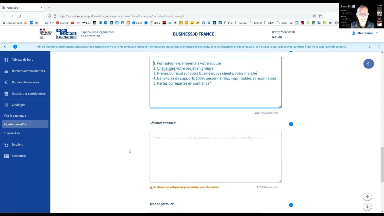 Les 3+1 étapes pour enregistrer une formation dans EDOF